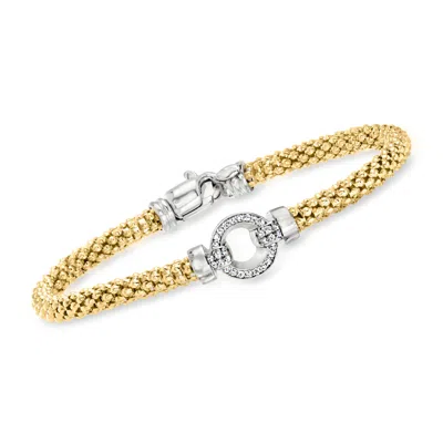 Ross-simons Italian Cz Popcorn-link Bracelet In Sterling Silver And 18kt Gold Over Sterling In Multi