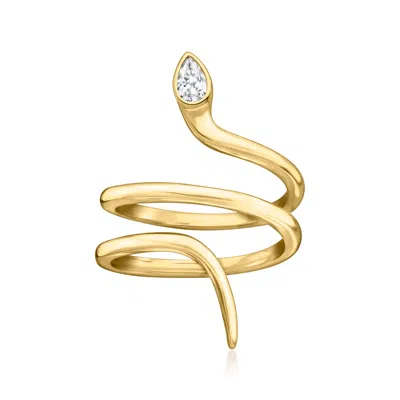 Ross-simons Italian . Cz Snake Ring In 18kt Gold Over Sterling In White