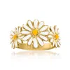 Ross-simons Italian Enamel Daisy Ring In 18kt Gold Over Sterling In Yellow