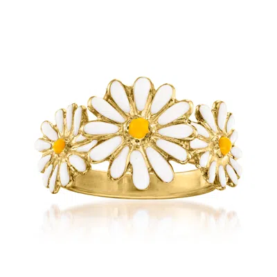 Ross-simons Italian Enamel Daisy Ring In 18kt Gold Over Sterling In Yellow