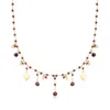 Ross-simons Italian Garnet Bead Drop Necklace In 24kt Gold Over Sterling In Red