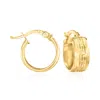 Ross-simons Italian Greek Key Huggie Hoop Earrings In 14kt Yellow Gold In Yellow