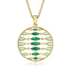 Ross-simons Italian Green Enamel Open-space Circle Necklace In 18kt Gold Over Sterling In Multi