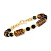 Ross-simons Italian Leopard-print Murano Glass Bead Bracelet In 18kt Gold Over Sterling In Multi