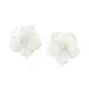 Ross-simons Italian Mother-of-pearl And . Cz Flower Earrings In Sterling Silver