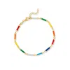 Ross-simons Italian Multicolored Enamel Bar-link Anklet In 18kt Gold Over Sterling In Multi