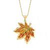 Ross-simons Italian Multicolored Enamel Maple Leaf Pendant Necklace In 18kt Gold Over Sterling In Orange