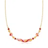 Ross-simons Italian Multicolored Murano Glass Bead Necklace In 18kt Gold Over Sterling