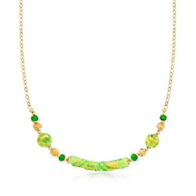 Ross-simons Italian Multicolored Murano Glass Bead Necklace In 18kt Gold Over Sterling