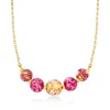 Ross-simons Italian Multicolored Murano Glass Bead Necklace In 18kt Gold Over Sterling In Multi