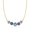 Ross-simons Italian Multicolored Murano Glass Bead Necklace In 18kt Yellow Gold Over Sterling In Multi