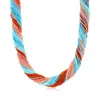 Ross-simons Italian Multicolored Murano Glass Bead Torsade Necklace With 18kt Gold Over Sterling In Multi