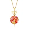 Ross-simons Italian Multicolored Murano Glass Bow Pendant Necklace In 18kt Gold Over Sterling In Yellow