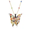 Ross-simons Italian Multicolored Murano Glass Butterfly Pendant Necklace With 18kt Gold Over Sterling In Multi