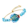 Ross-simons Italian Multicolored Murano Glass Fish And Beaded Bolo Bracelet With 18kt Gold Over Sterling In Yellow