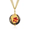 Ross-simons Italian Multicolored Murano Glass Floral Pendant Necklace In 18kt Gold Over Sterling In Multi