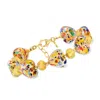 Ross-simons Italian Multicolored Murano Glass Heart-shaped Bead Bracelet With 18kt Gold Over Sterling In Multi