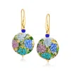 Ross-simons Italian Multicolored Murano Glass Hydrangea Drop Earrings In 18kt Gold Over Sterling In Gold