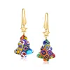Ross-simons Italian Multicolored Murano Glass Millefiori Christmas Tree Drop Earrings With 18kt Gold Over Sterli In Multi
