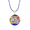 Ross-simons Italian Multicolored Murano Glass Necklace In 18kt Gold Over Sterling In Blue