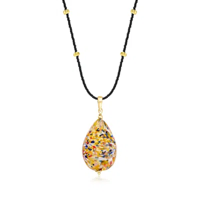 Ross-simons Italian Multicolored Murano Glass Pendant Necklace In 18kt Gold Over Sterling