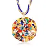 ROSS-SIMONS ITALIAN MULTICOLORED MURANO GLASS PENDANT NECKLACE WITH 18KT GOLD OVER STERLING
