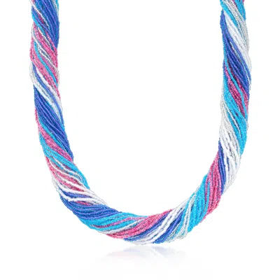 Ross-simons Italian Multicolored Murano Glass Torsade Necklace With 18kt Gold Over Sterling