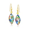 Ross-simons Italian Multicolored Murrine Murano Glass Oval Bead Drop Earrings In 18kt Gold Over Sterling In Multi