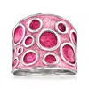 Ross-simons Italian Pink Enamel Circle Ring In Sterling Silver In White
