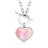 Ross-simons Italian Pink Mother-of-pearl Heart Toggle Necklace In Sterling Silver