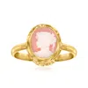 Ross-simons Italian Pink Porcelain Cameo Ring In 18kt Gold Over Sterling In Gold