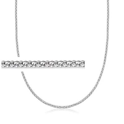 Ross-simons Italian Popcorn-chain Necklace In Sterling Silver In Multi