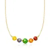 Ross-simons Italian Rainbow Murano Glass Bead Necklace In 18kt Gold Over Sterling