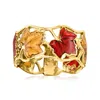 Ross-simons Italian Red And Yellow Enamel Leaf Ring In 14kt Yellow Gold In Yellow