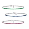 Ross-simons Italian Simulated Emerald, Ruby And Sapphire Jewelry Set: 3 Tennis Bracelets In Sterling Silver In Multi