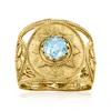Ross-simons Italian . Sky Blue Topaz Etruscan-style Ring In 14kt Yellow Gold