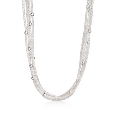 Ross-simons Italian Sterling Silver 5-strand Beaded Mesh Necklace In Multi