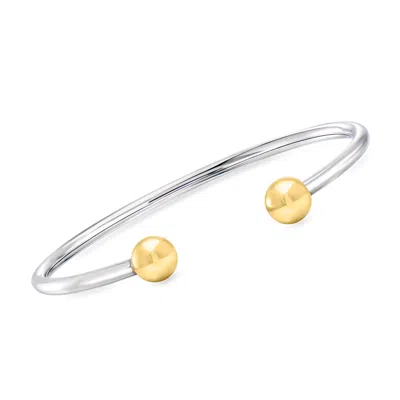 Ross-simons Italian Sterling Silver And 18kt Gold Over Sterling Ball Cuff Bracelet In Multi