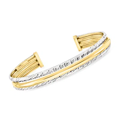Ross-simons Italian Sterling Silver And 18kt Gold Over Sterling Cuff Bracelet