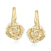 Ross-simons Italian Sterling Silver And 18kt Gold Over Sterling Filigree Rose Drop Earrings In White