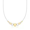Ross-simons Italian Sterling Silver And 18kt Gold Over Sterling Graduated Bead Cable-chain Necklace In Gold