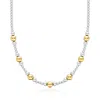 Ross-simons Italian Sterling Silver And 18kt Gold Over Sterling Graduated Bead Necklace In Multi