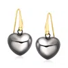 Ross-simons Italian Sterling Silver And 18kt Gold Over Sterling Heart Drop Earrings With Black Rhodium