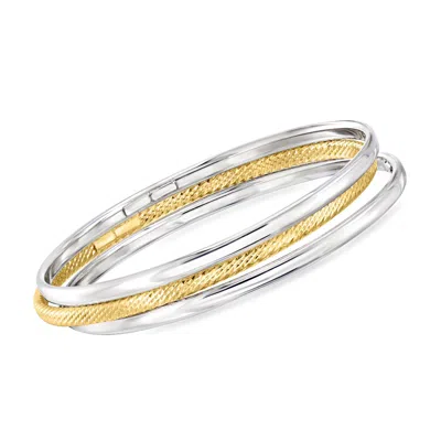 Ross-simons Italian Sterling Silver And 18kt Gold Over Sterling Jewelry Set: 3 Bangle Bracelets