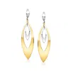 Ross-simons Italian Sterling Silver And 18kt Gold Over Sterling Marquise-shaped Drop Earrings In Multi