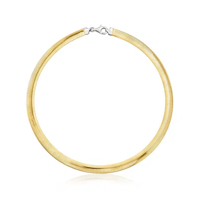 Ross-simons Italian Sterling Silver And 18kt Gold Over Sterling Reversible Omega Necklace In Multi