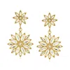Ross-simons Italian Sterling Silver And 18kt Gold Over Sterling Starburst Flower Drop Earrings In White