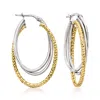 Ross-simons Italian Sterling Silver And 18kt Gold Over Sterling Triple-hoop Earrings