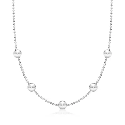 Ross-simons Italian Sterling Silver Bead Station Necklace In Multi