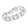 Ross-simons Italian Sterling Silver Brushed And Polished Xo Link Bracelet In Multi